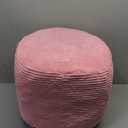 HIGOGOGO Round Stuffed Pouf Ottoman, Corduroy Poufs with Foam Chunk Filling, Furry and Fluffy Pouf Foot Stool Storage Ottoman, 20 X 15 Floor Poufs Foot Rest for Living Room, Pink (20 inch)