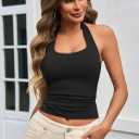 Womens Tank Tops Sexy Halter Neck Going Out Tops Summer 2026 Trendy Backless Workout Shirts Sleeveless Y2k Clothes (Black, S)