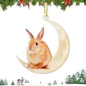 3 x Christmas Tree Decorations, Acrylic Christmas Tree Ornaments, Double-Printed Animal Hanging for Christmas Tree, Home Decor, Children's Gifts (Rabbit)