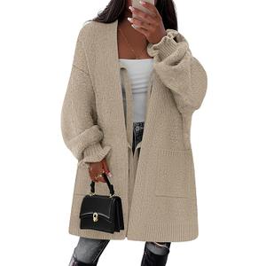 COCCKO Fall Long Sleeve Cardigan Sweaters for Women Trendy Winter Open Front Loose Knitted Cardigans with Pockets L