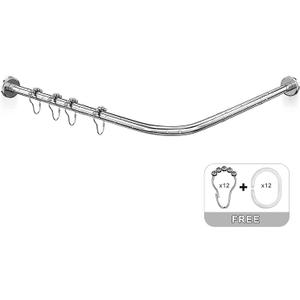 L-Shaped Shower Curtain Rod,Telescopic Corner Divider Curtain Rod Flexible For Bathroom, Bathtub, Cloakroom, Dressing Room, Drilling Install,304 Stainless Steel 27.6-39  43.3-67 Inch