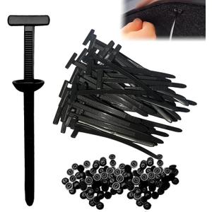 2 x 50Pcs Nylon Universal Cable Tie Buckle,Heavy Duty Self-Locking Zip Ties Holder,Multipurpose Plastic Cable Ties Tool,UV-Resistant Fasteners for Car Fender Trunk Repair,Home&Car Daily Repair
