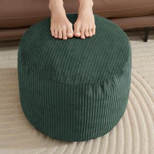 WSOFRLAC Pouf Ottoman Foot Stools Ottoman with Foam Small Corduroy Ottomans for Living Room Ottomans Pouf 20x15 Floor Poufs Foot Rest for Office Chair Dark Green Foot Stool Small