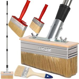 Deck Stain Brush with Long Handle 7 Inch Deck Stain Applicator with 59IN Extension Pole Paint Brushes for Wood 4" 5" Deck Brush for Walls Quick Decking Fence Furniture