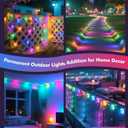 POOFZY Permanent Outdoor Lights for House,150ft RGB+IC Smart Outdoor Decor, 50 Scene Modes,App/Remote Control,IP67 Waterproof,for Christmas,Halloween,Daily & Holiday Party Decor,House Roof Lighting