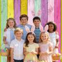 XCKALI Colorful Wood Photography Background Colorful Rustic Wooden Texture Easter Backdrop Party Decor Photo Props (8x6ft)