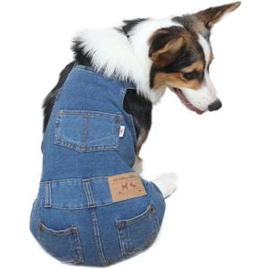 Dog Denim Jumpsuit Overalls, Dog Jeans Overalls Clothes, Puppy Costumes for Small Medium Dogs Cat (Large)