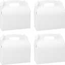30Pcs 9 Inch Large Gable Gift Boxes, White Party Favor Treat Boxes, Lunch Box with Handles for Birthday Babyshower Wedding Activity Picnic