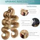 Body Wave Tape in Extensions Human Hair Seamless Hair Extensions Tape in Dark Ash Blonde Highlighted with Light Blonde 14 Inch 20pcs 30g Body Wave Seamless Skin Weft Tape ins (#16P22 BW)
