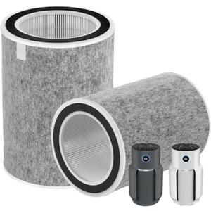 2 Pack HP202 HP302 Replacement Filter Compatible with Shark HP201 HP202 HP302 HP301 HC502 AP1000 Air Purifier MAX, True Filter Cleans Up to 99.98% Particles Part # HE2FKBAS, HE2FKBASMB, Grey
