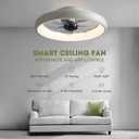 LUDOMIDE Ceiling Fans with Lights and Remote, 20'' Low Profile Flush Mount, 6 Wind Speeds, Modern Dimmable LED Ceiling Fan, Smart Ceiling Fan for Bedroom, Kids Room (White)
