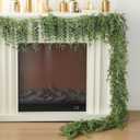 MIZII Christmas Garlands 6 Feet Artificial Pine Garland with Pinecone Green Plant Pines Vine Greenery Garland Christmas Decorations for Xmas Fireplace Mantle Home Decor Indoor Outdoor (Hanging Pine)