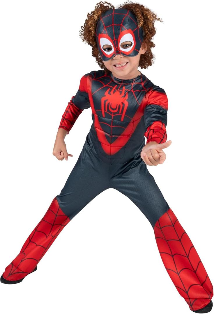 MARVEL Official Toddler Deluxe Halloween Costume - Premium Quality Padded Jumpsuit and Fabric Headpiece (3T-4T)