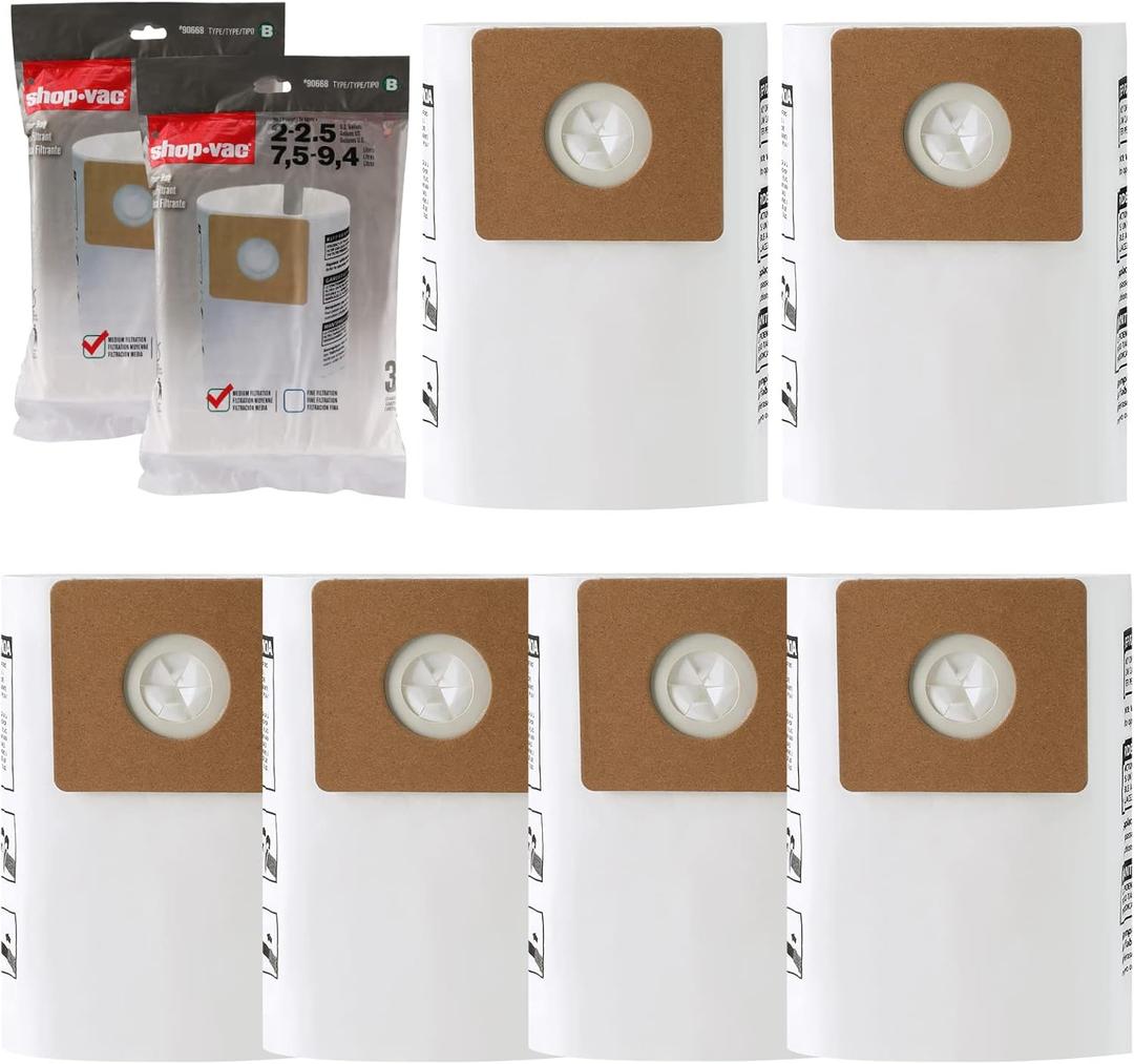 Shop-Vac 90668 2-2.5 Gallon Disposible Filter Bags,6 Pack