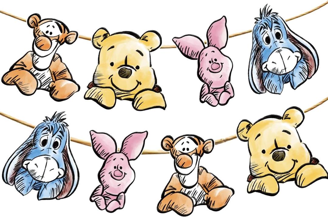 Cute Bear Banner For Baby Shower Decorations Birthday Banner Party Decoration Party Supplies(8PCS)