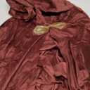 Men's Medieval Cloak with Hood, Renaissance Cape Adult Women Velvet Halloween Party (39'', Red)
