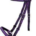 Braided Nylon Bitless Bridle w/Reins (Purple)