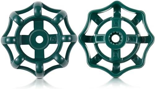 Dreyoo 2 Pack Outdoor Faucet Handles, 12 Point Broach 0.43" Round Stem Hole Faucet Handle Compatible with LASCO 01-5105, Round Wheel Handle Fits Most 3/8" Shaft Sillcock Valve Stems (Green)