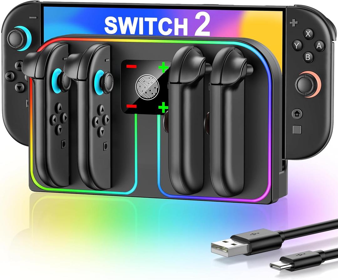 Charging Dock Compatible with Nintendo Switch 2 (2025) for Joycon Controller Charging, 4 in 1 Joypad Charger for Switch 2 Joy Con Fast Charger Stand Station Accessories