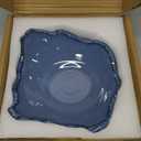 8" Small Ceramic Decorative Bowl 1 Pice Irregular Rim Reactive Glaze Candy Bowl, Berry Bowl, Entryway Catchall, Japanese Style Fruit Dish for Tabletop or Home Decor (Blue)