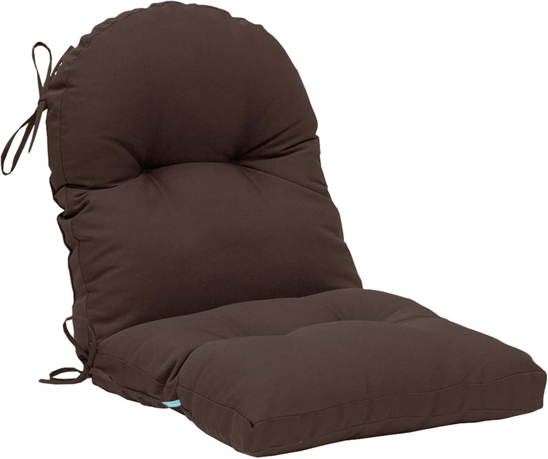 QILLOWAY Indoor Outdoor Seat Back Chair Pads Tufted Cushion, Spring/Summer Seasonal Replacement Cushions. (Set of 2, Coffee)