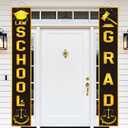 Law School Graduation Decorations, Black Gold Law School Graduation Banner, 2 Pcs Law School Grad Hanging Banners, Grad Party Decor for Porch Home Classroom Backdrop 12x71 Inch