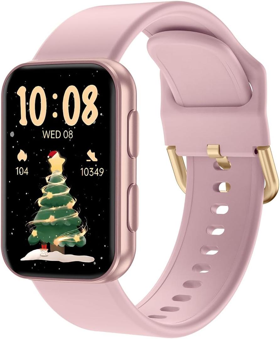 MorePro Health Fitness Tracker with Blood oxy-gen Monitor and 24/7 Heart Rate and Blood Pressure, Sleep Monitor, 120+ Sport Modes Waterproof Fitness Watch for Women Men Android iOS, Pink