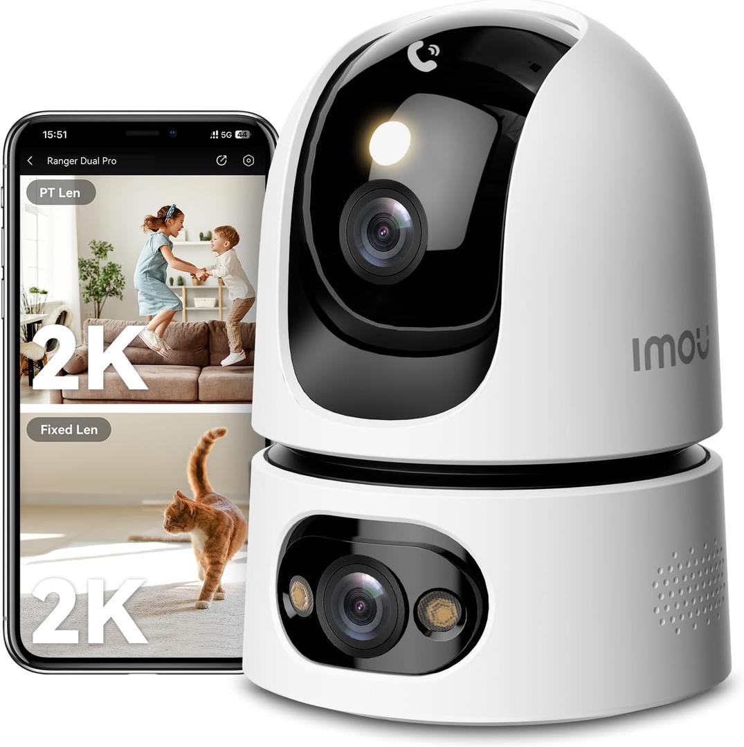 Imou 6MP Security Camera Indoor, Dual-Len 360Pan-Tilt Baby Monitor Pet Camera for Home Security, 2.4/5GHz WiFi, Work with Alexa & Google Home, Color Night Vision, Human/Pet Detection, No Monthly Fees