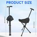 Cane with Seat Foldable Lightweight Walking Cane with LED Light Adjustable Walking Stick for Seniors