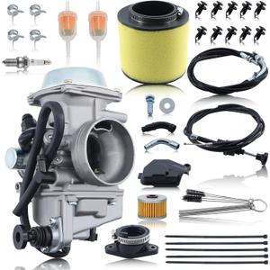 TRX350 Carburetor Carb Kit for Rancher 350 TRX350 Foreman 400 450 ATV 4 Wheeler Quad with Choke Throttle Cable Air Oil Filter (Intake Manifold Included)
