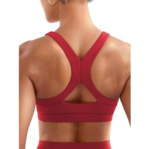 YEOREO Sports Bras for Women Medium Support Racerback Padded Running Bra Tracii Square Neck Wireless Workout Gym Crop Top (Red, M)