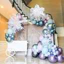 Winter Snowflake Balloons Arch Garland Kit, 115Pcs Winter Wonderland Balloon, Blue Purple Silver Clear Snowflake Foil Balloon for Christmas Xmas Ice Snow Princess Theme Baby Shower Birthday Decoration