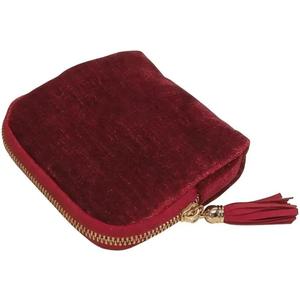 5.3" x 4.7" Small Travel Jewelry Case, Velvet Pouch with Tassel Zipper, Portable Organizer for Rings Earrings, Anti-Scratch Storage for Travel & Daily Use (Burgundy Red)