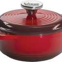 Lodge 1.5 Quart Enameled Cast Iron Dutch Oven with Lid  Dual Handles  Oven Safe up to 500 F or on Stovetop - Use to Marinate, Cook, Bake, Refrigerate and Serve  Red