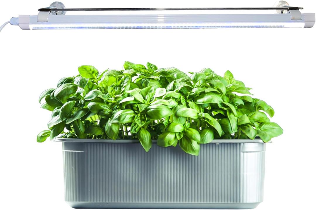 2FT Suction Cup Style Plant Grow Light,12W, LED Grow Lamp Fixture on Wall, Seed Starter kit, 6500K Cool White, Enhanced Blue Light, Height Adjustable, Herbs Growing lamp, IP54