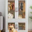 Pet Clothing Storage Cabinet with Hanging Rod Foldable Plastic Storage Bin 2-Tier Dog Clothes Organizer for Small Pets Lightweight, Waterproof Portable Cat Wardrobe Closet