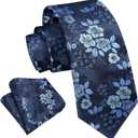 Enlision Boys Tie Kids Necktie with Pocket Square Set Ties for Boy Formal Neck Strap Youth Tie for Kids Party School (Blue)
