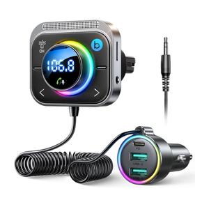 JOYROOM 96W FM Transmitter Bluetooth 6.0 Car Adapter Aux with 3 Charging Ports【PD 60W & 2 * 18W】【Air Vent Installation for Safe】 Deep HiFi Bass Player Wireless Radio Fun Car Accessories Gift Set