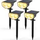 Kyosho Solar Outdoor Lights Waterproof IP67, 38 LEDs Solar Spot Lights Outdoor, 2-in-1 Landscape Spotlight with 3 Modes for Lawn, Pathway, Yard, Pool, 4 Pack (Warm)