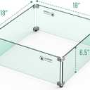 Skyflame Glass Wind Guard for Fire Pit Square, 18"x 18"x 6" Tempered Glass Flame Shield, Fire-Resistant Windscreen Set, Fits for 12-inch Outdoor fire Pit Burner Pan