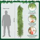 JUNEBRUSHS 9FT Artificial Norfolk Pine Garland, Christmas Garlands with Lights Real Touch Artificial Faux Greenery Garland for Mantle Stairs Railing Fireplace Table Indoor Xmas Decor