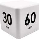 Cube Timer, Productivity Cube Flip Timer for Kitchen Studying Workout Classroom Kids ADHD 15-20-30-60 Minute Preset, White