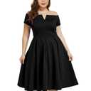 LALAGEN Women's Plus Size Vintage 1950s Party Cocktail Wedding Swing Midi Dress 2XL