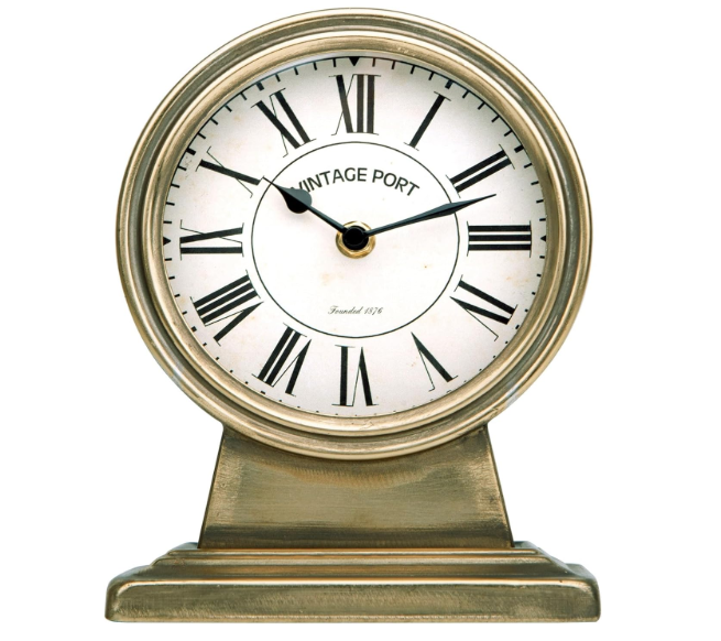 NIKKY HOME Vintage Gold Mantle Clock, Silent NonTicking Battery Operated Rustic Table Desk Shelf Clock for Living Room Decor