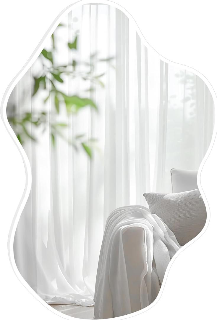 White Irregular Wall Mirrors 22''x30'', Clouds Decorative Modern Mirror for Bedroom Bathroom Living Room or Entryway