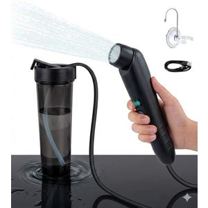 Portable Electric Bidet Sprayer, Rechargeable Handheld Bidet for Travel | Toilet | Personal Care | Postpartum Care | Hygiene Cleaning | Baby Care, 1L Water Container, 5ft Hose & Upgraded Filter