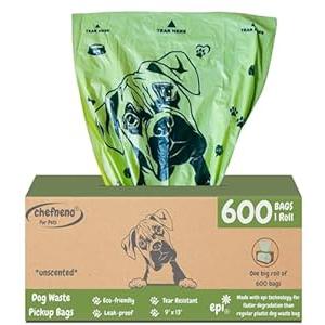 Dog Poop Biodegradable Bags One Biig Roll (600 ct.) Eco-friendly Doggy Poop Bags Pet Waste Pickup Bag Degradable Cat Waste Disposal Bags (1 Roll, 600 Bags)