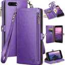 XcaseBar for iPhone 7Plus/8 Plus 5.5" Wallet case with Zipper Credit Card HolderRFID Blocking, Flip Folio Book PU Leather Phone case Shockproof Cover Women Men for Apple 7 Plus case, Purple