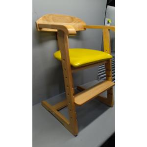Wooden High Chair for Babies and Toddlers - Adjustable Height Easy to Clean Toddler Highchair - Kids Dining Chair from 3 Years to 200 Lb, Grow with Child(Yellow)