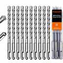 10 Pack 5/16" x 6" SDS Plus Rotary Hammer Drill Bits Set, Cross Carbide Tip, Heavy Duty Masonry Drill Bits for Concrete, Brick Hammer Drill Bits - Concrete Drill Bit Set